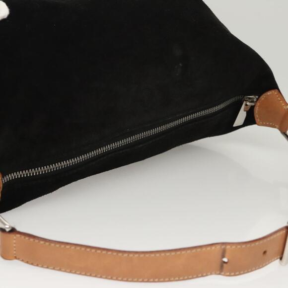 CELINE C Macadam Canvas Shoulder Bag Suede Black Silver - Picture 6 of 12